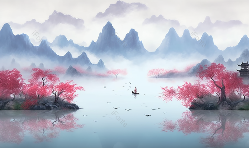 手绘中国风小清新水彩风格山水风景插画,插画/手绘图,插画/手绘图库,插画/手绘图下载,插画/手绘
